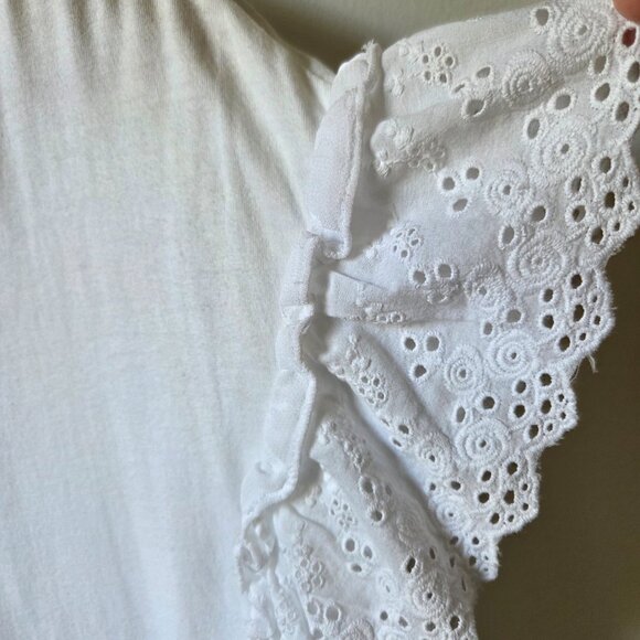 EUC ALL SAINTS WHITE BRODERIE ANGLAISE RUFFLED SLEEVES SHORT SHIRT DRESS SIZE M - Picture 7 of 15